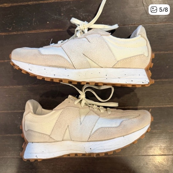 New Balance 327 Turtledove | White/Cream with Speckled Midsole - Picture 5 of 6